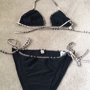 Two piece black Burberry swim suit